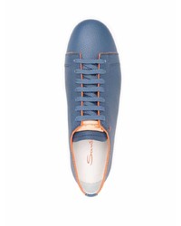 Baskets basses en cuir bleues Santoni