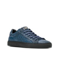 Baskets basses en cuir bleues Hide&Jack