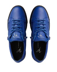 Baskets basses en cuir bleues Giuseppe Zanotti