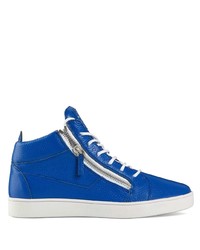 Baskets basses en cuir bleues Giuseppe Zanotti