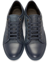 Baskets basses en cuir bleues Lanvin