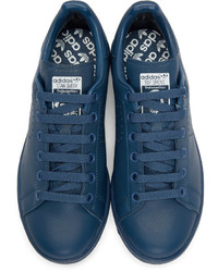 Baskets basses en cuir bleues Adidas By Raf Simons