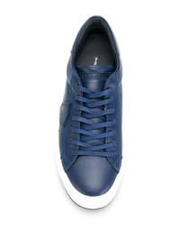 Baskets basses en cuir bleues Philippe Model