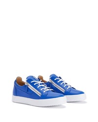 Baskets basses en cuir bleues Giuseppe Zanotti