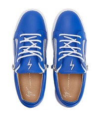 Baskets basses en cuir bleues Giuseppe Zanotti