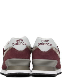 Baskets basses en cuir bordeaux New Balance