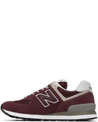 Baskets basses en cuir bordeaux New Balance