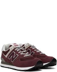 Baskets basses en cuir bordeaux New Balance