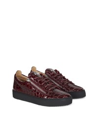 Baskets basses en cuir bordeaux Giuseppe Zanotti