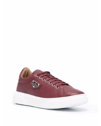 Baskets basses en cuir bordeaux Philipp Plein