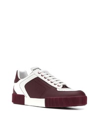 Baskets basses en cuir bordeaux Dolce & Gabbana