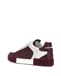 Baskets basses en cuir bordeaux Dolce & Gabbana