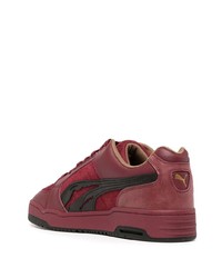 Baskets basses en cuir bordeaux Puma