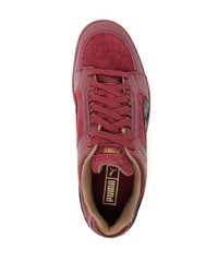 Baskets basses en cuir bordeaux Puma