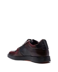 Baskets basses en cuir bordeaux Santoni