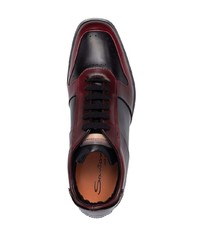 Baskets basses en cuir bordeaux Santoni