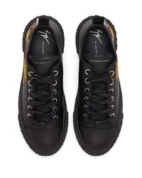 Baskets basses en cuir brodées noires Giuseppe Zanotti