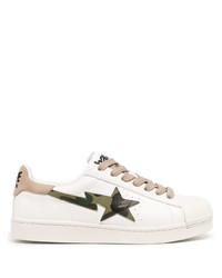 Baskets basses en cuir camouflage blanches A Bathing Ape