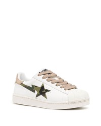 Baskets basses en cuir camouflage blanches A Bathing Ape