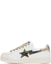 Baskets basses en cuir camouflage blanches BAPE