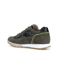 Baskets basses en cuir camouflage gris foncé Hogan