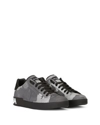 Baskets basses en cuir camouflage grises Dolce & Gabbana