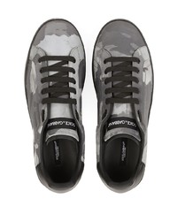 Baskets basses en cuir camouflage grises Dolce & Gabbana