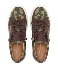 Baskets basses en cuir camouflage marron foncé Giuseppe Zanotti