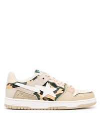 Baskets basses en cuir camouflage multicolores