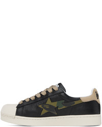 Baskets basses en cuir camouflage noires BAPE