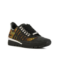 Baskets basses en cuir camouflage noires DSQUARED2