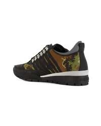 Baskets basses en cuir camouflage noires DSQUARED2