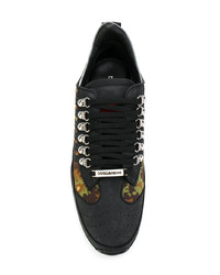 Baskets basses en cuir camouflage noires DSQUARED2