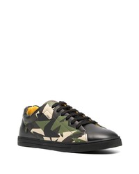 Baskets basses en cuir camouflage noires Fendi