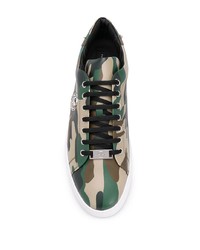 Baskets basses en cuir camouflage olive Philipp Plein