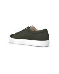 Baskets basses en cuir camouflage vert foncé Swear