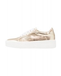 Baskets basses en cuir dorées Glamorous