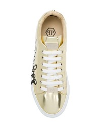 Baskets basses en cuir dorées Philipp Plein