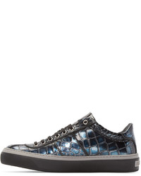 Baskets basses en cuir gris foncé Jimmy Choo