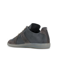 Baskets basses en cuir gris foncé Maison Margiela