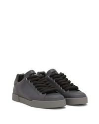 Baskets basses en cuir gris foncé Dolce & Gabbana