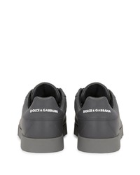 Baskets basses en cuir gris foncé Dolce & Gabbana