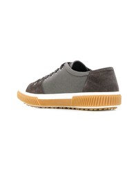 Baskets basses en cuir gris foncé Prada