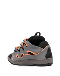 Baskets basses en cuir gris foncé Lanvin