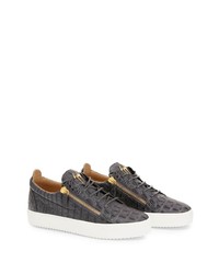 Baskets basses en cuir gris foncé Giuseppe Zanotti