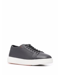 Baskets basses en cuir gris foncé Santoni