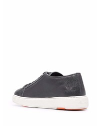 Baskets basses en cuir gris foncé Santoni