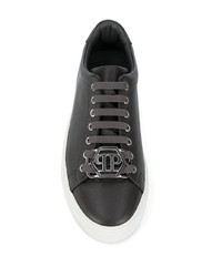 Baskets basses en cuir gris foncé Philipp Plein