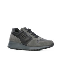 Baskets basses en cuir gris foncé Hogan