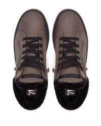 Baskets basses en cuir gris foncé Giuseppe Zanotti